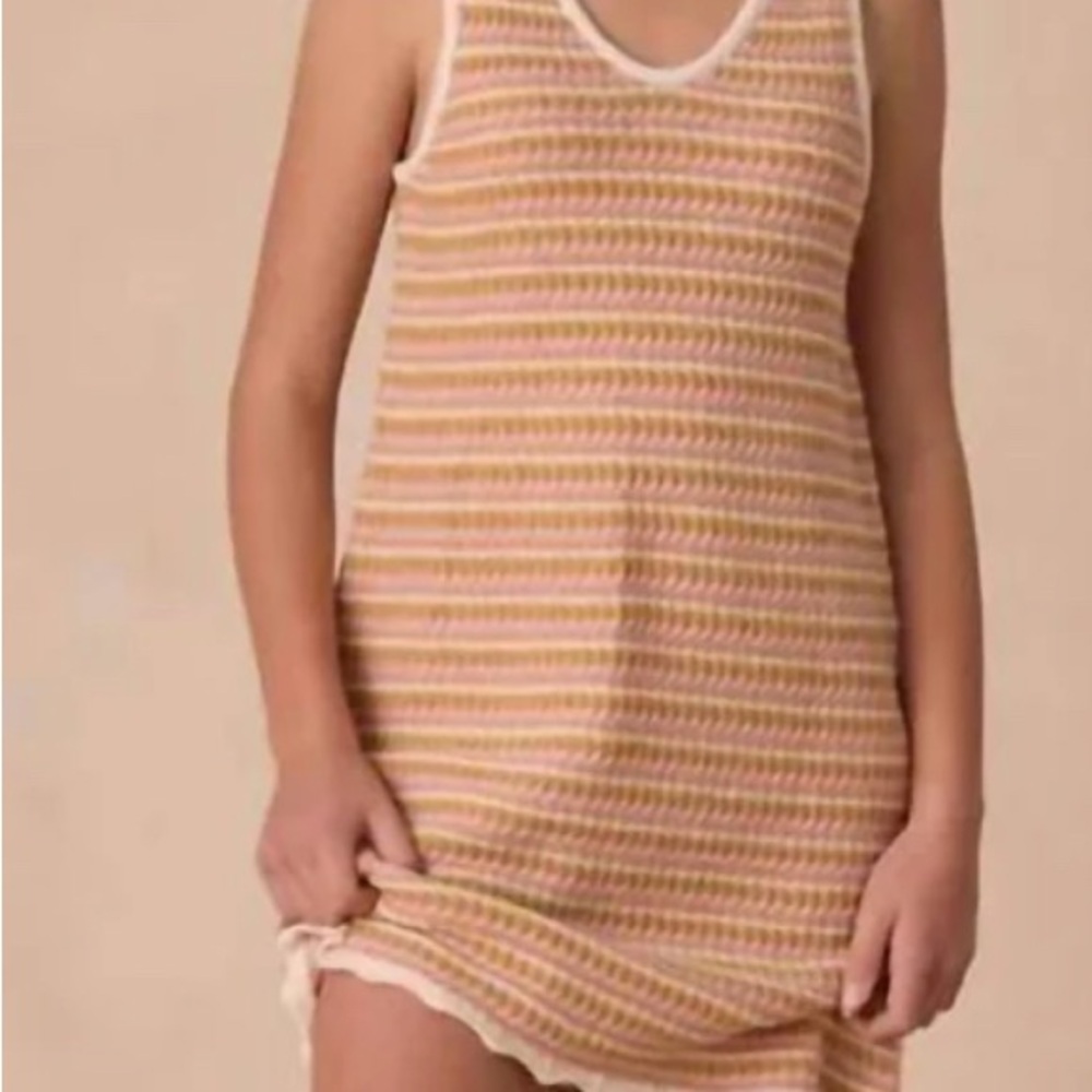 Rylee + Cru crochet tank mini dress pink stripe